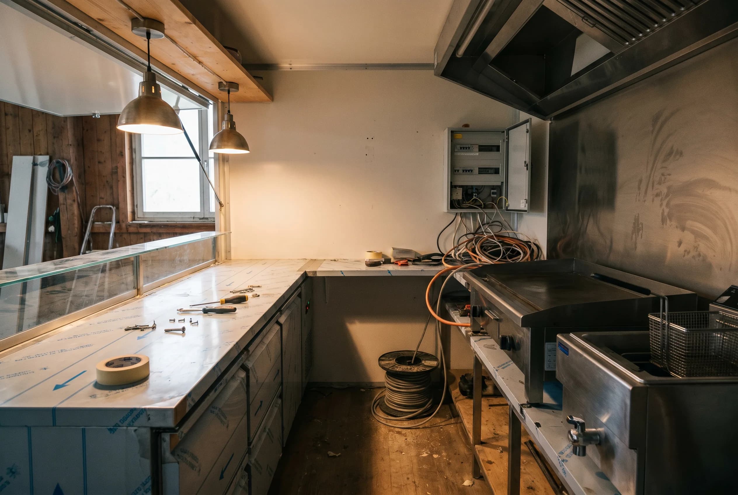 Aménagement intérieur d'une remorque food truck
